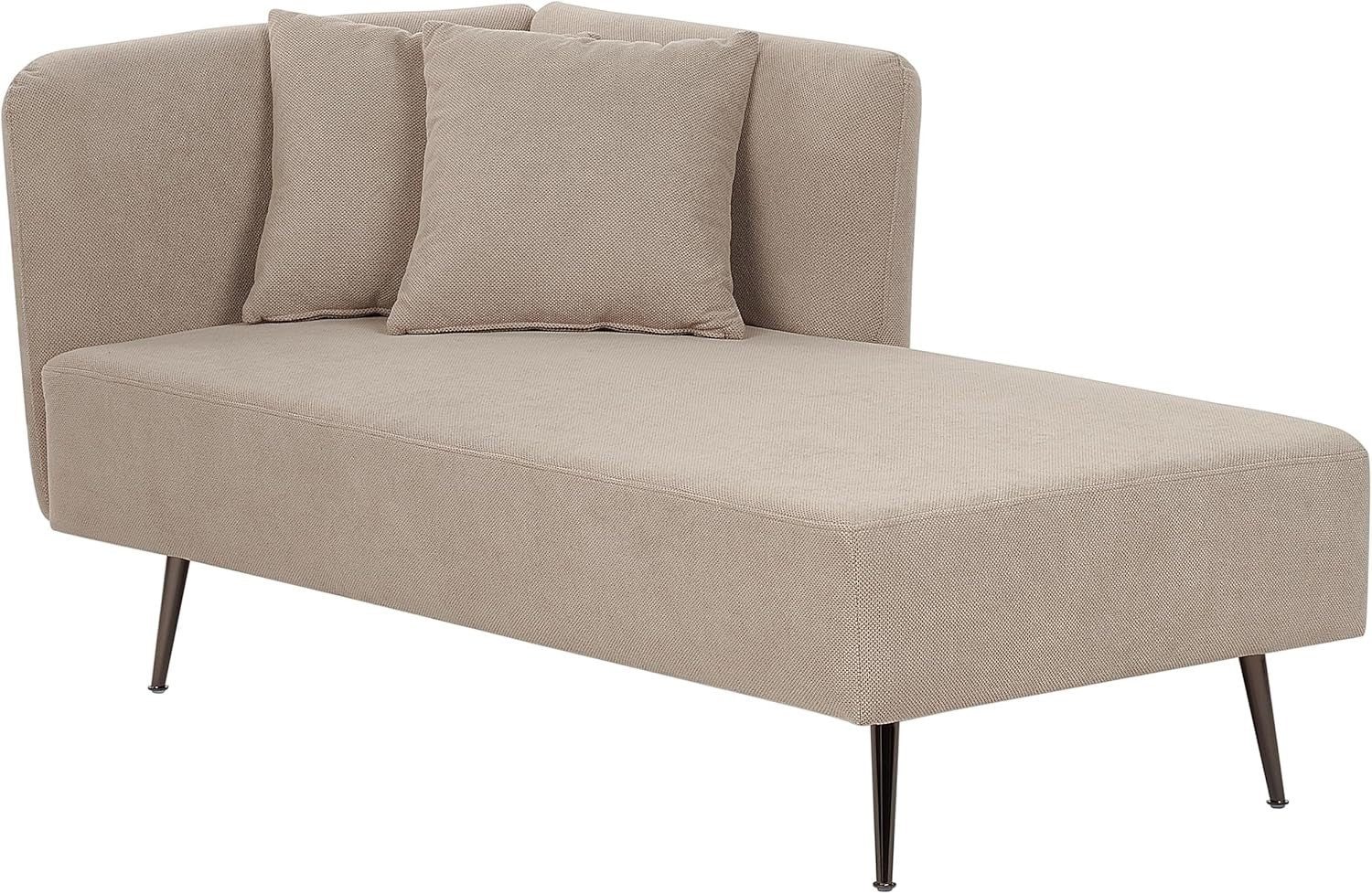 Modern Left Hand Beige Chaise Lounge Recliner with Cushions Polyester Fabric