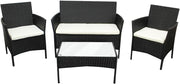 Outdoor Rattan Garden Sofa Set 4-Seater with Cushions & Glass Coffee Table