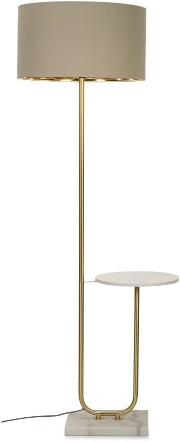 Modern Gold Floor Lamp with Shelf & Beige Shade, 6W Bulb Included, 152cm