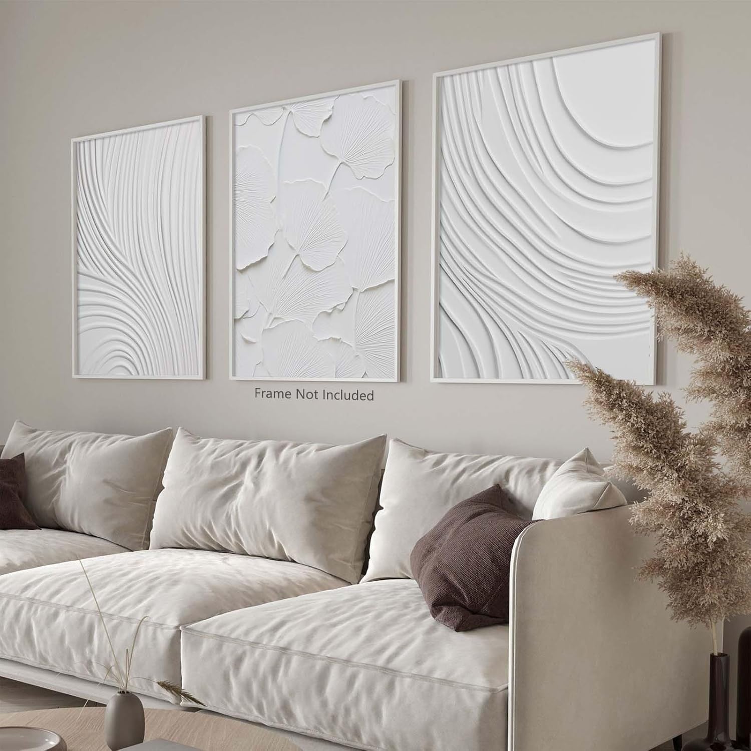 White Abstract Textured Canvas Wall Art 16x24in Minimalist