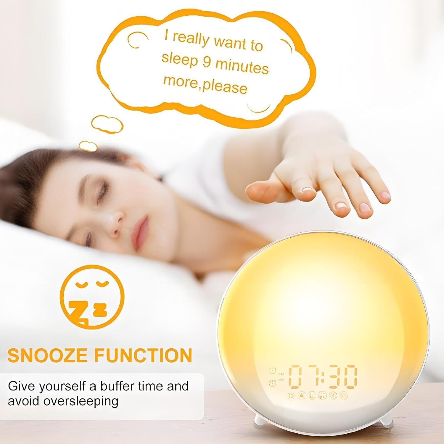 Sunrise Alarm Clock Wake Up Light White Noise FM Radio Dual Alarm