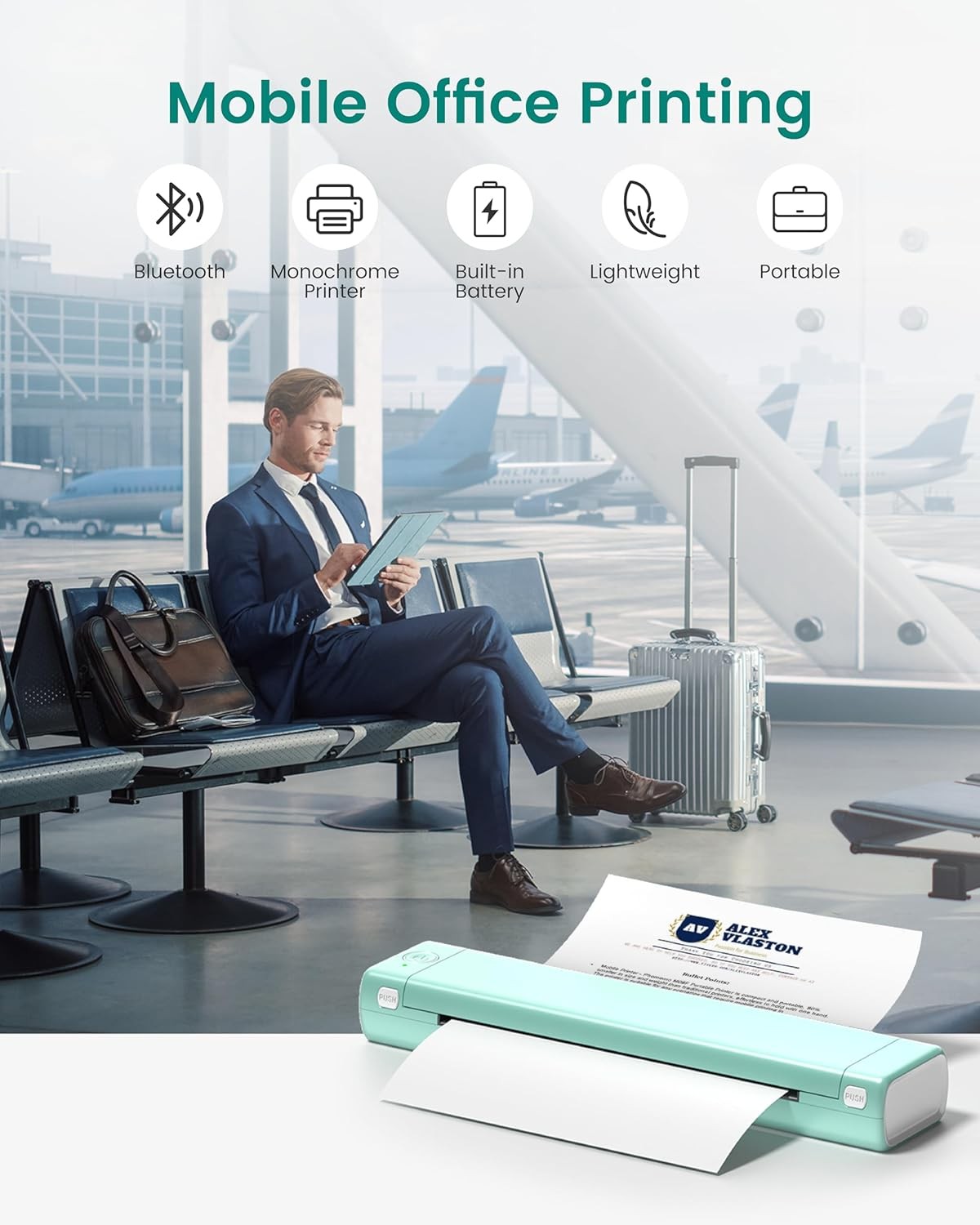 A4 Portable Thermal Printer Bluetooth Mobile Inkless Wireless