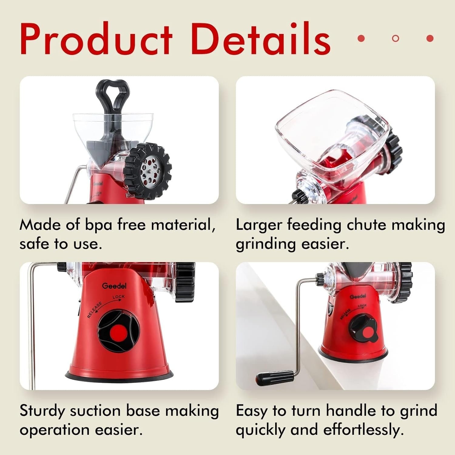 Manual Meat Grinder Sausage Maker Biscuit Press Mincer Suction Base
