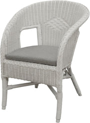 White Rattan Armchair with Cushion Stacking Wicker Lounge Chair Indoor Outdoor
