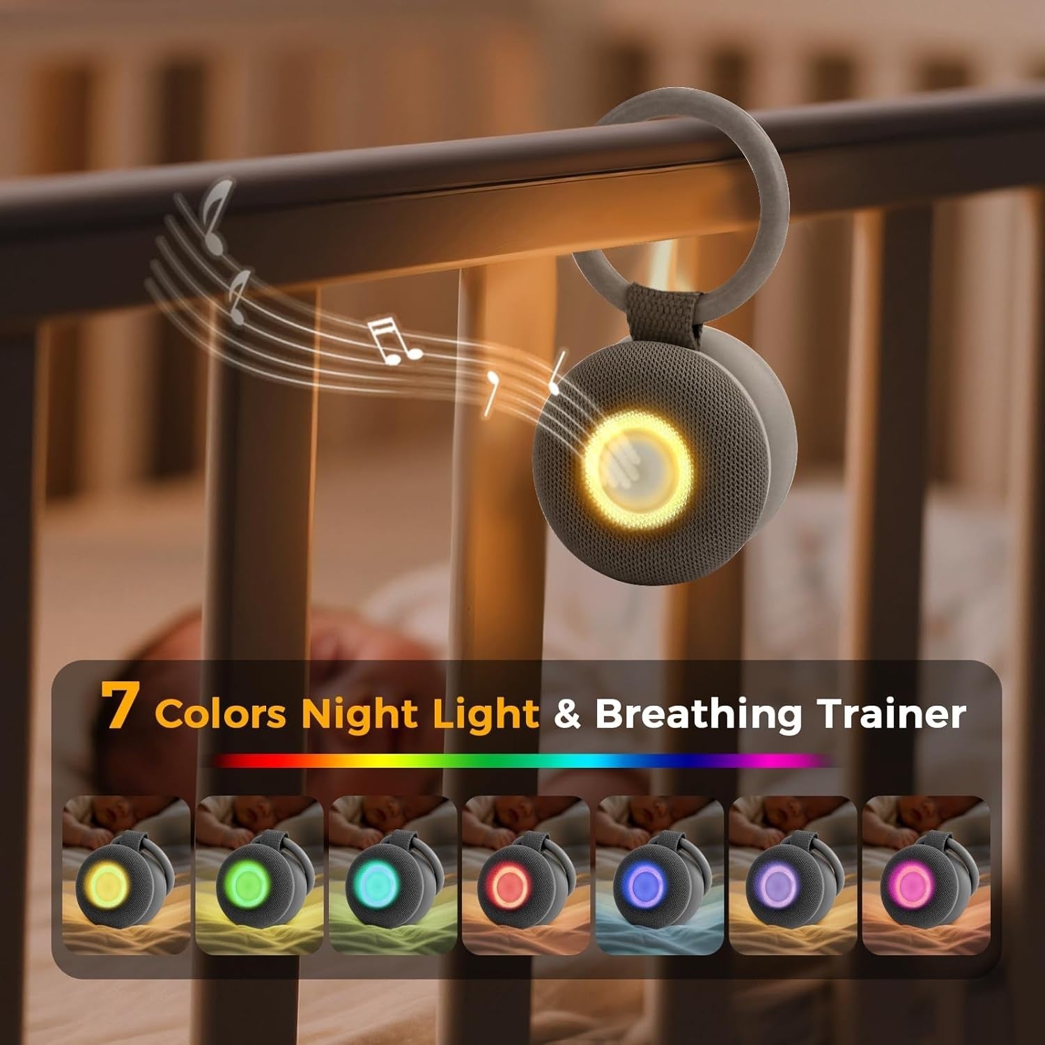 Portable Baby White Noise Sound Machine 15 Soothing Sounds Night Light
