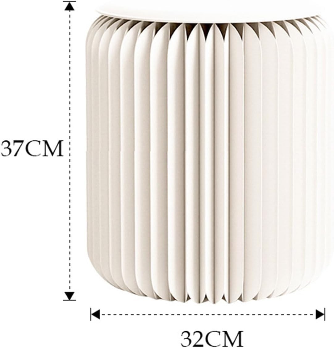 White Folding Paper Stool – Portable Round Seat, Strong Honeycomb Design 37×32cm
