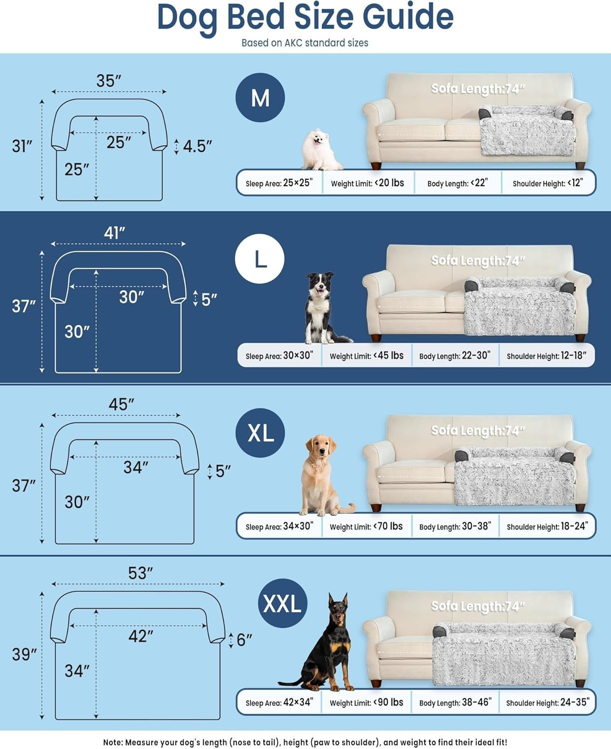 Large Orthopedic Dog Sofa Bed 104x94x12.5cm Faux Fur Grey