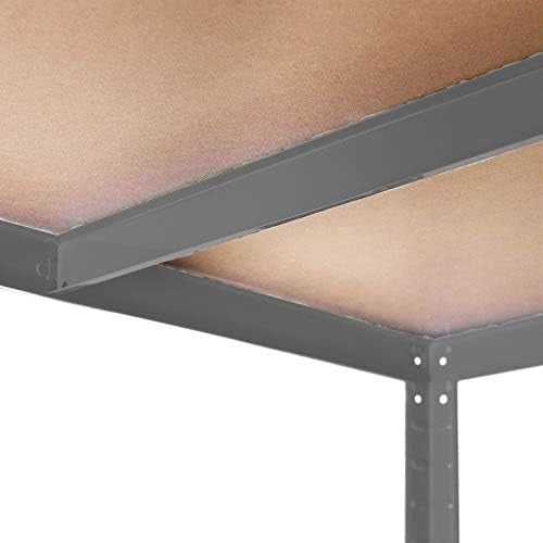 5-Tier Garage Shelf Unit 180x90x40cm Adjustable Heavy-Duty Grey MDF + Steel