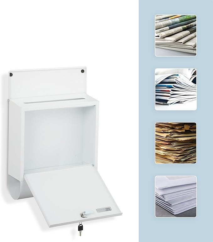 Lockable Wall Letterbox with Newspaper Holder – Weatherproof & Secure