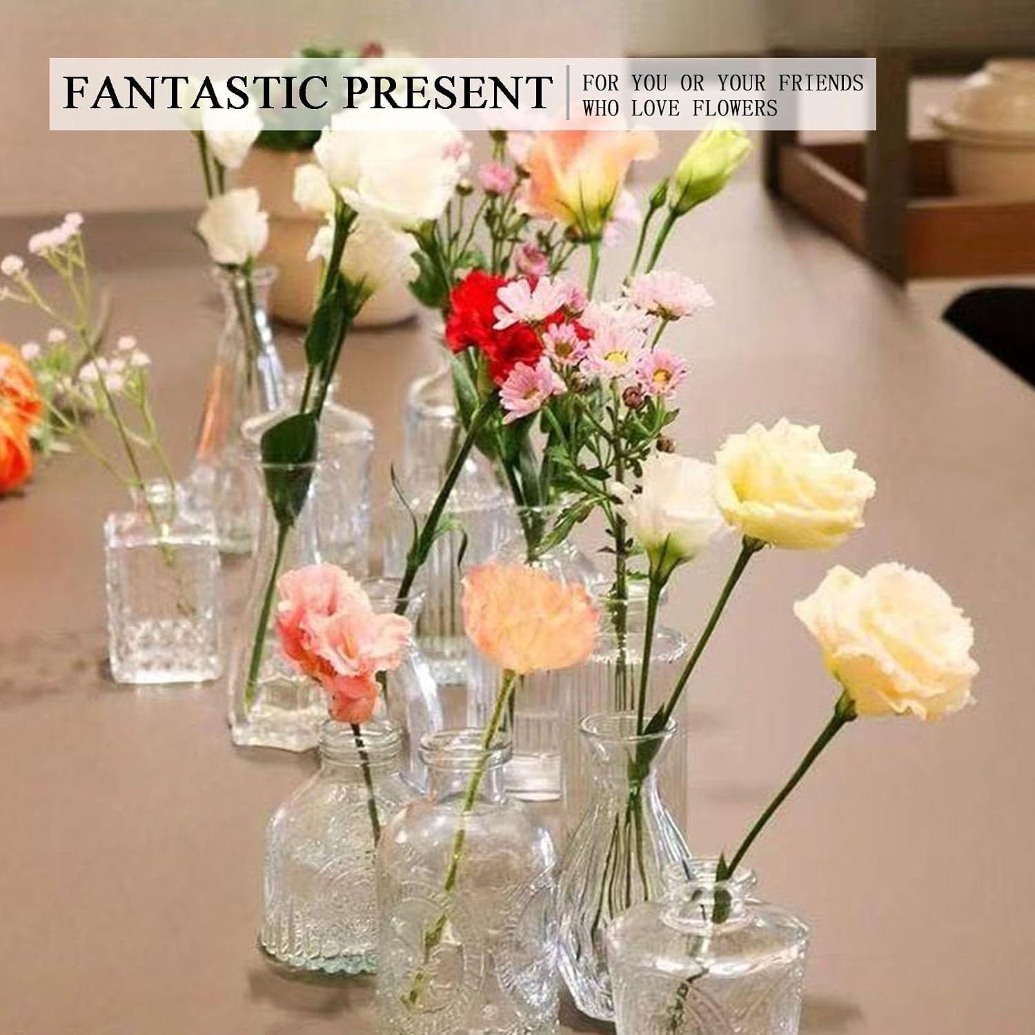 40 Glass Bud Vase Set Mini Clear Vases Wedding Table Decor Bulk Pack