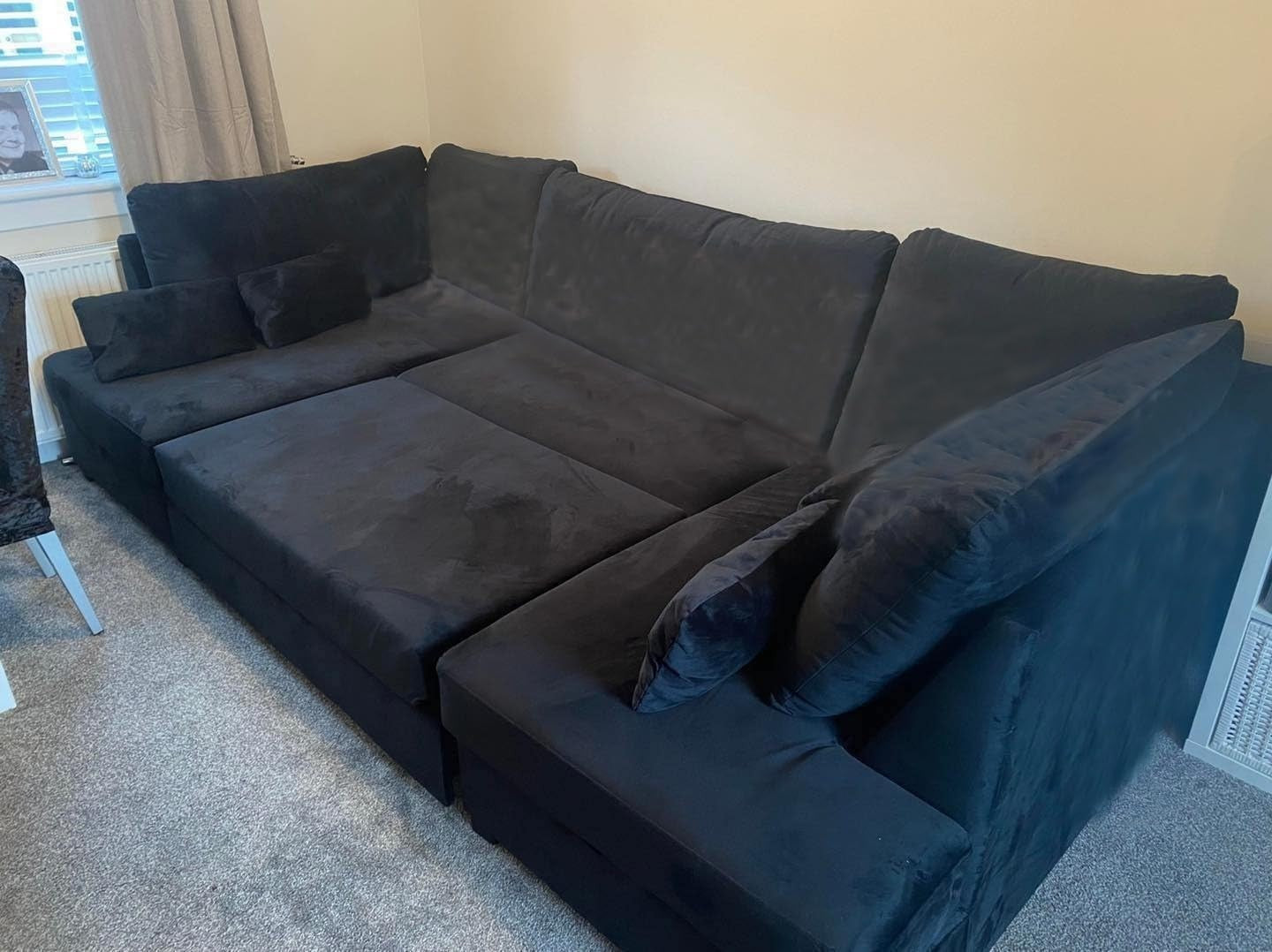 U Shaped 5 Seater Sofa High Back Plush Velvet Corner Couch Cinema Lounge