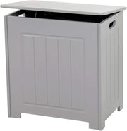 Wooden Laundry Basket with Lid Grey Bathroom Storage Hamper Cabinet