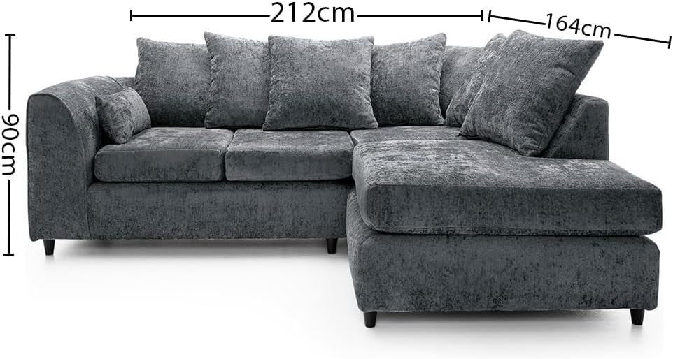 Grey Fabric L-Shape Corner Sofa 4-Seater – Durable, Comfy Cushions, Easy Assembl