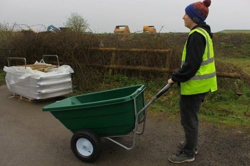 300L Green Twin Wheel Wheelbarrow – Heavy Duty 250kg Load w/ Steel Grip Handle