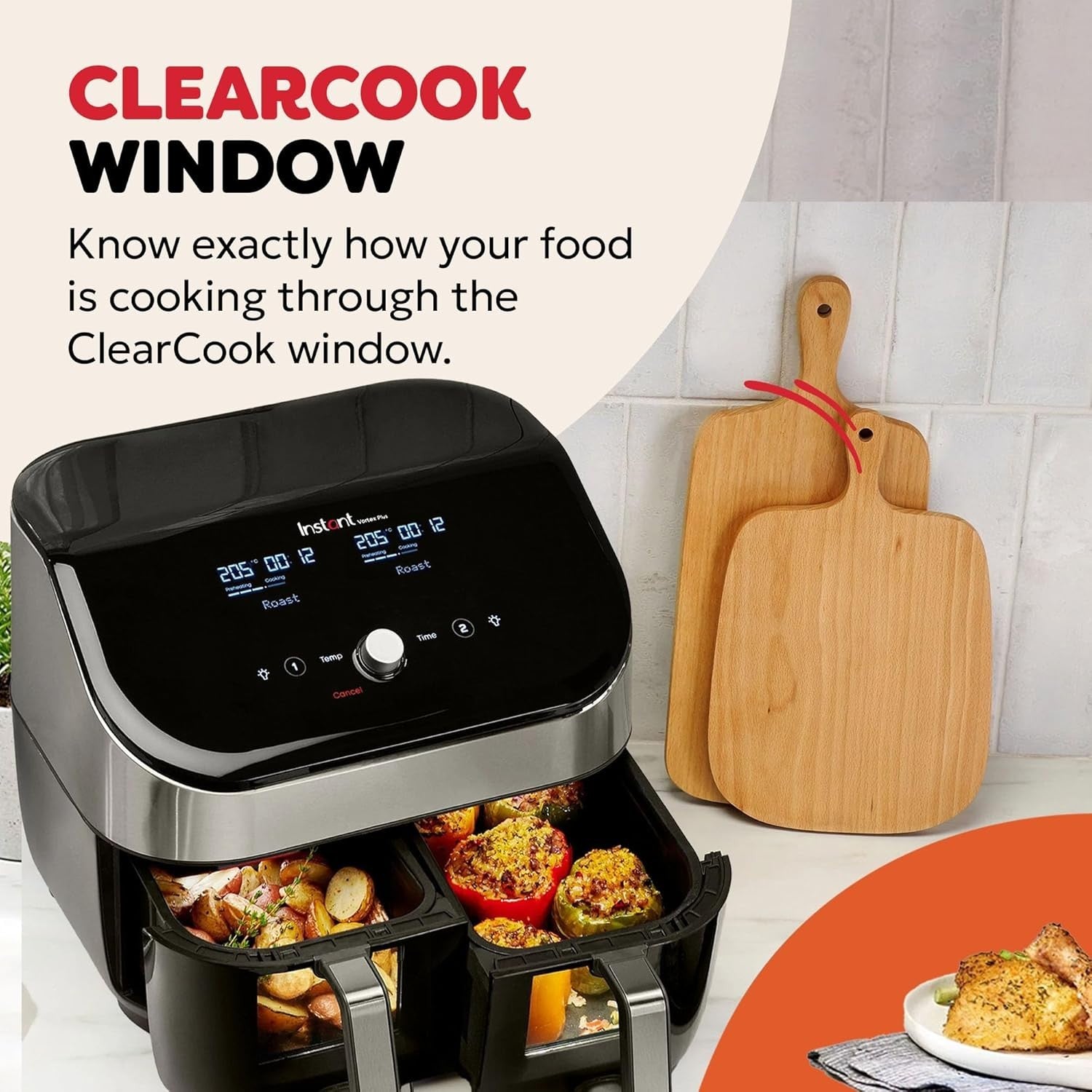 7.6L Dual Air Fryer Stainless Steel Twin Drawer 8-in-1 Grill Bake Roast Reheat