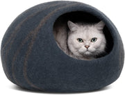 Medium Felt Cat Cave Bed Handmade Merino Wool Indoor Cat Hideaway