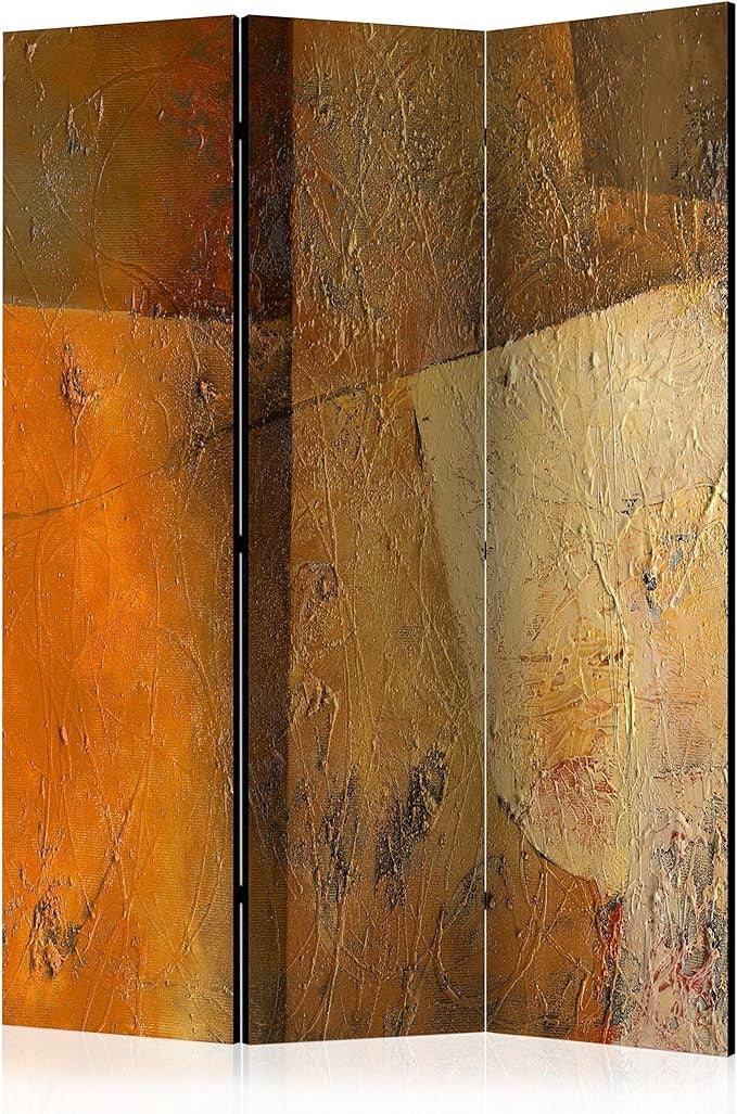 Rustic Earth Tone Room Divider 135×172cm 3-Panel Foldable Privacy Screen