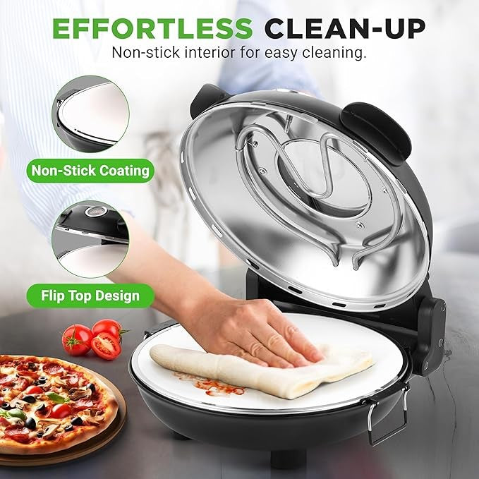 Electric Pizza Oven 30cm Non-Stick Stone 425°C Countertop Cooker 1200W