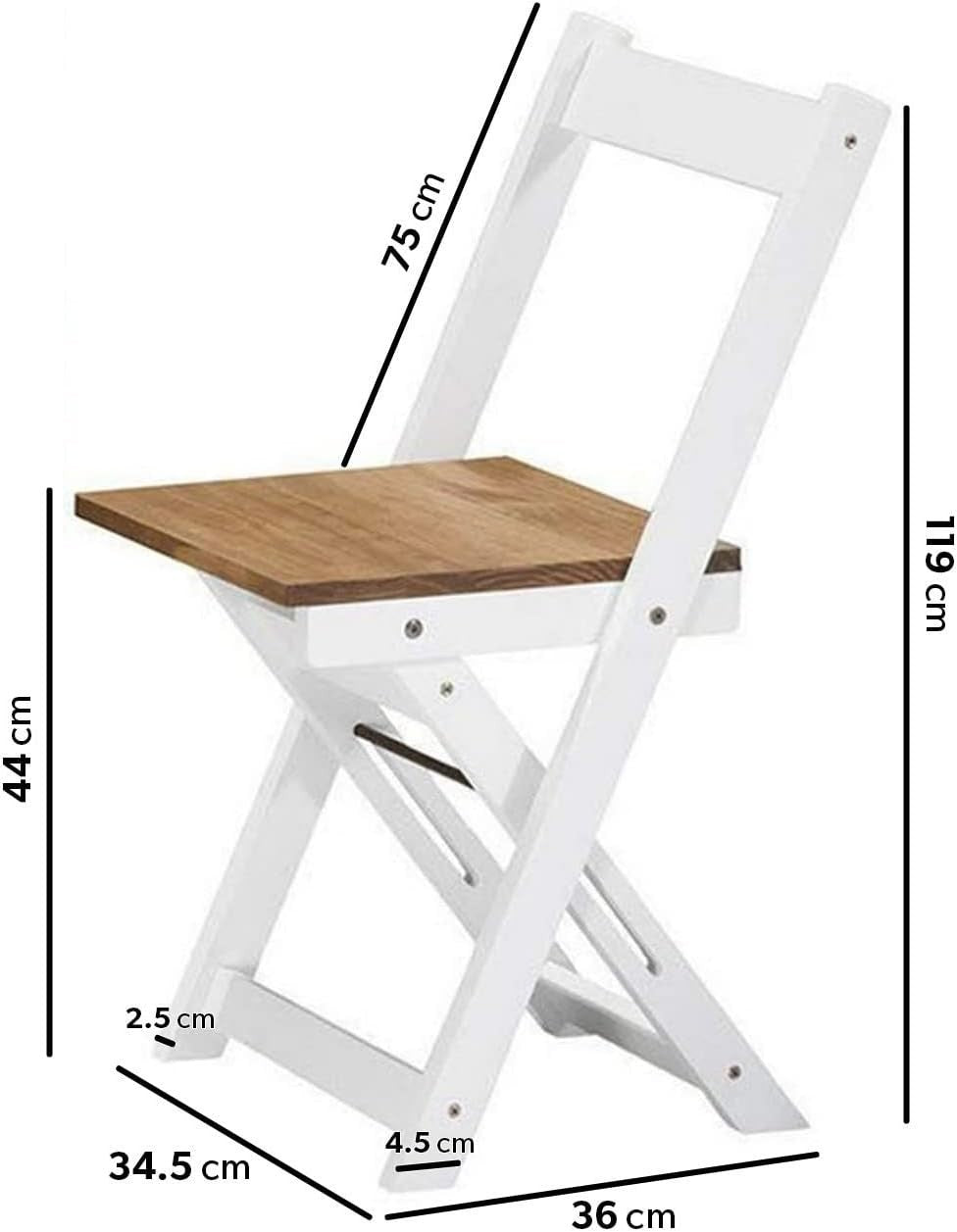 4-Seater Butterfly Dining Set White Pine Folding Chairs Space-Saving
