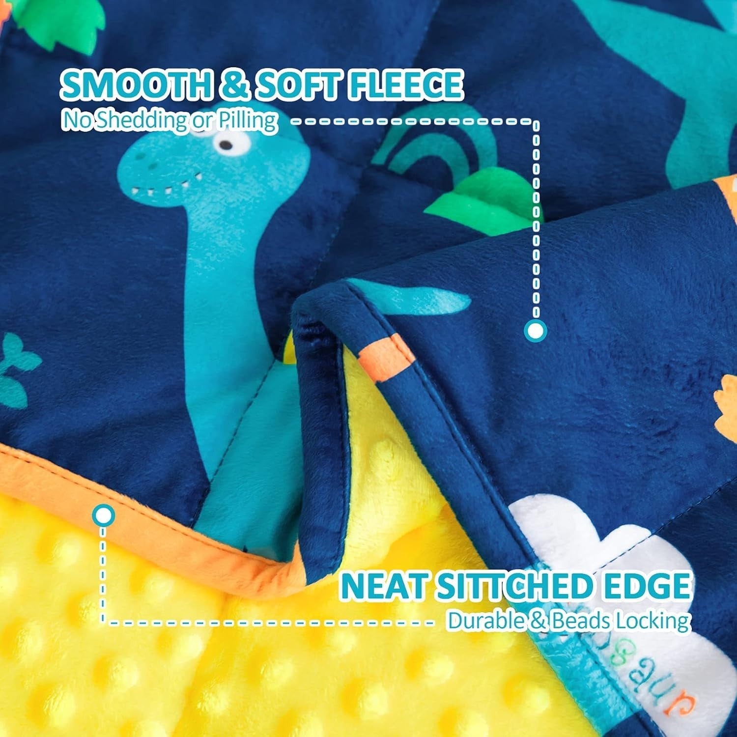Kids Weighted Blanket Blue Dinosaur 2.3kg 90x120cm Soft Velvet Calm