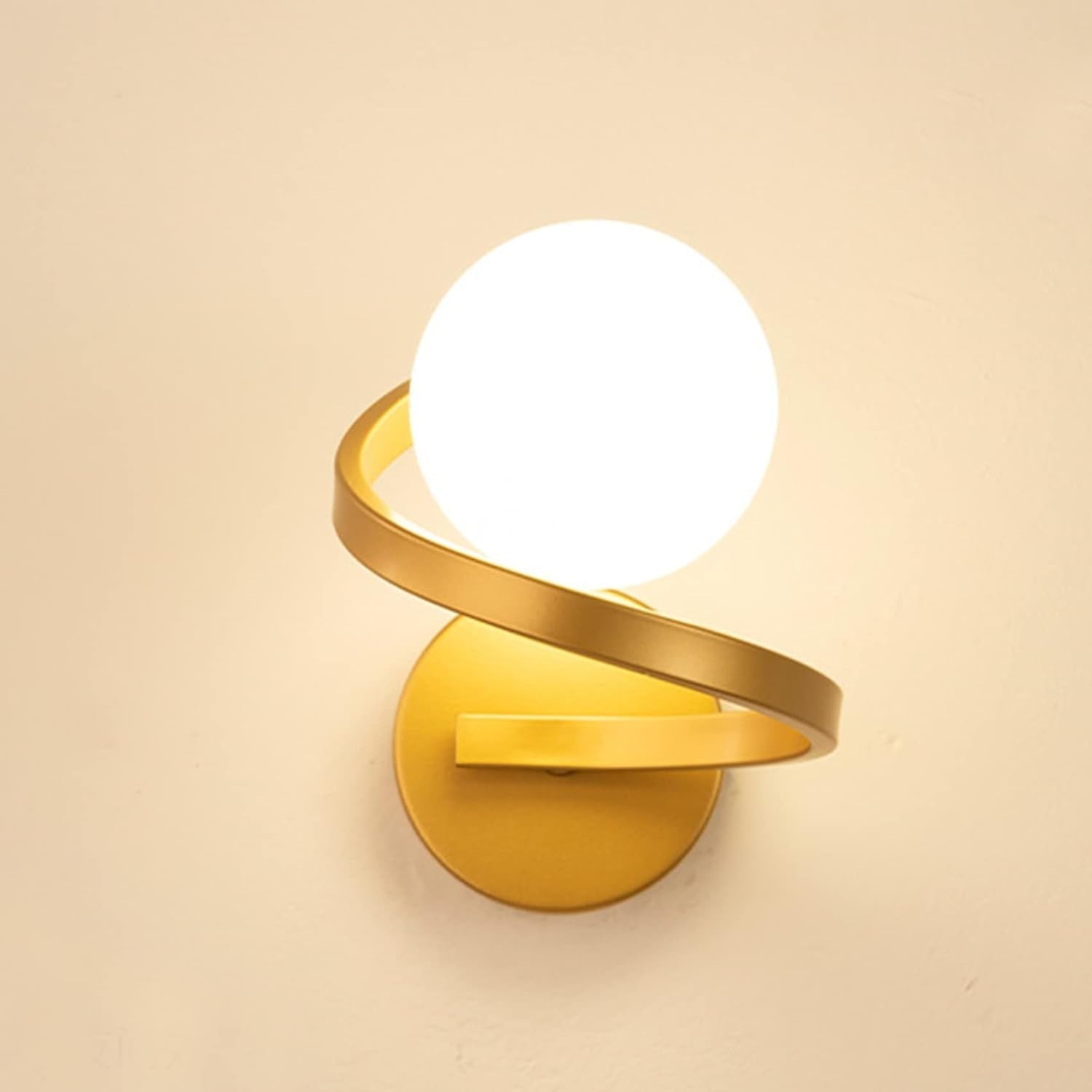 Golden Spiral Glass Ball Wall Light, Modern LED Sconce for Bedroom