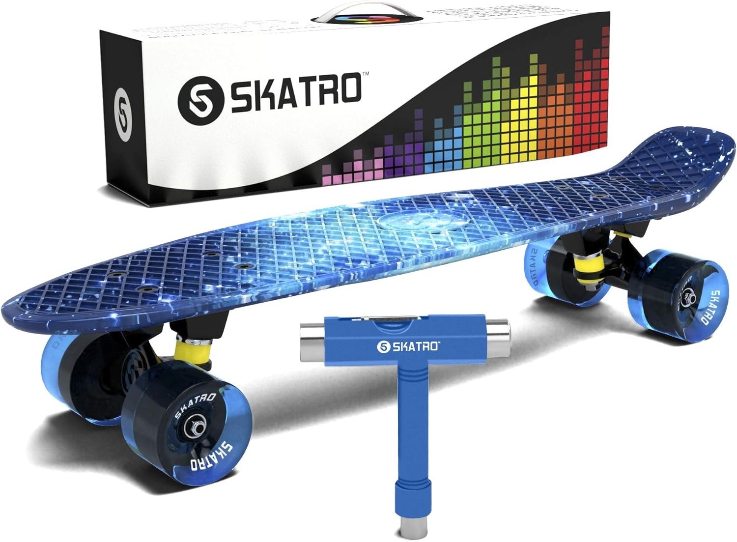 22" Mini Cruiser Skateboard Milky Way Plastic Aluminum Complete