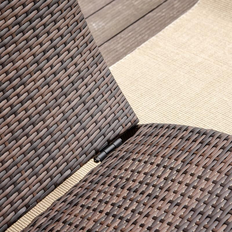 Rattan Sun Lounger Recliner Chair Foldable Garden Bed with Cushion Outdoor
