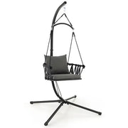 Folding Hammock Swing Chair w/ Stand Cushions Indoor Outdoor Garden Seat