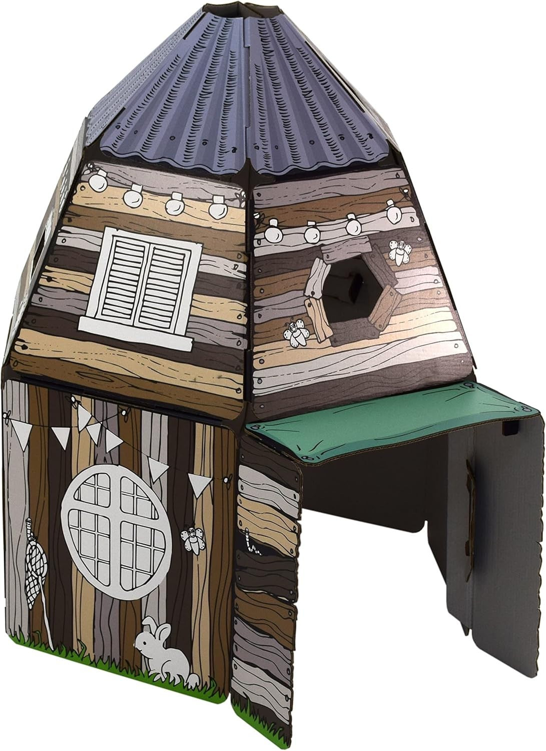 Kids Cardboard Playhouse Build Colour In Indoor Den w Periscope