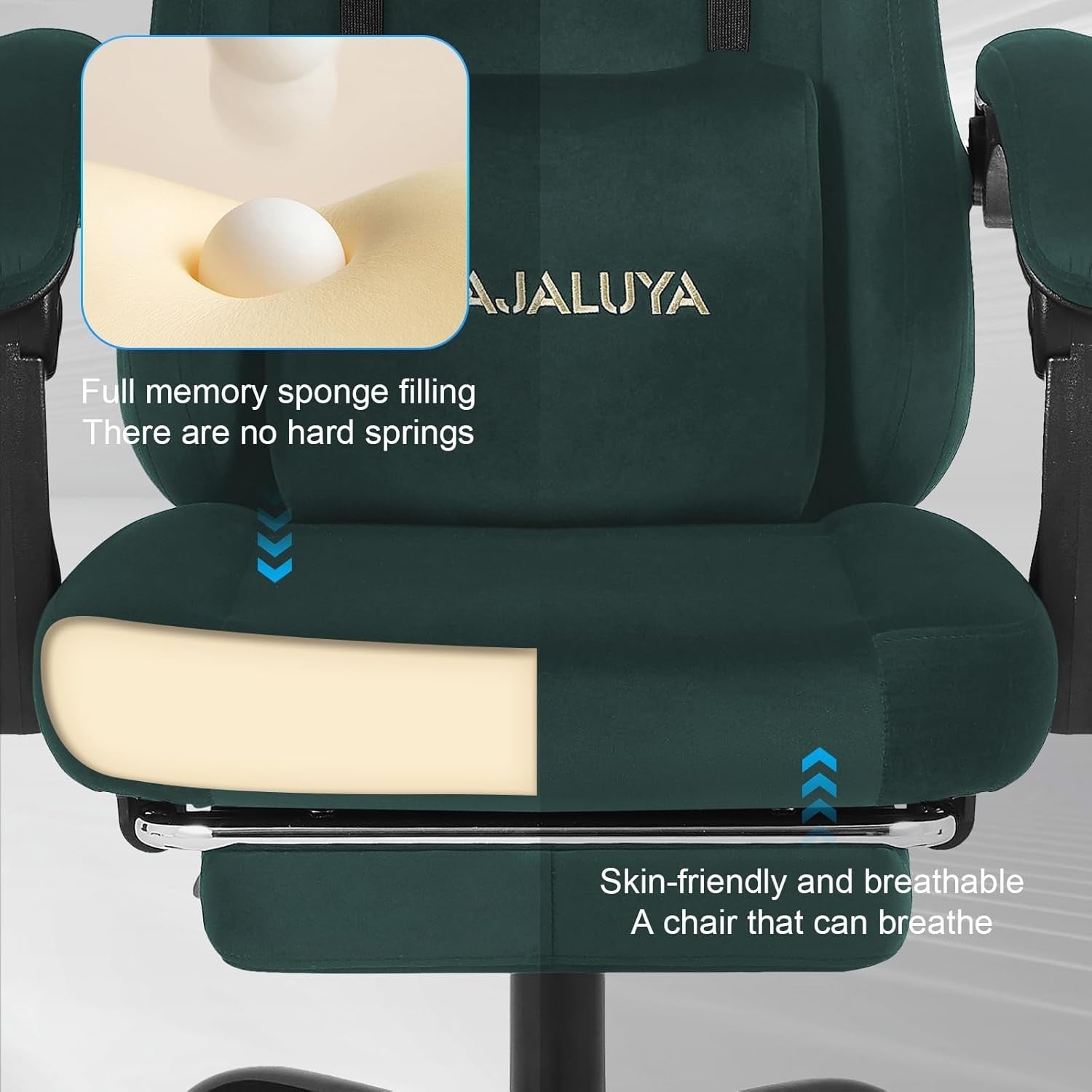 Ergonomic Green Gaming Chair Swivel Recliner Adjustable Foot Rest High Back