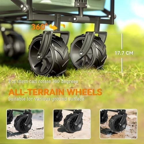 120L Folding Trolley Cart with Removable Canopy All Terrain Wheels