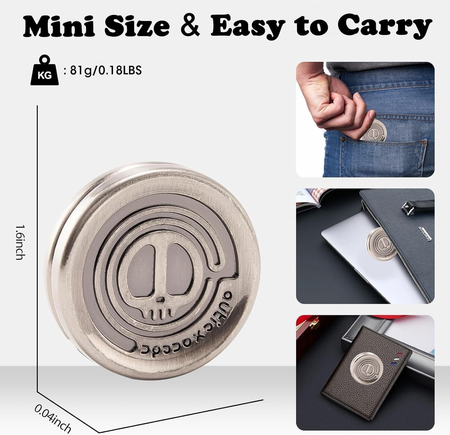 Silver 3pc Magnetic Fidget Kit Metal Slider Coin Card Focus Toy