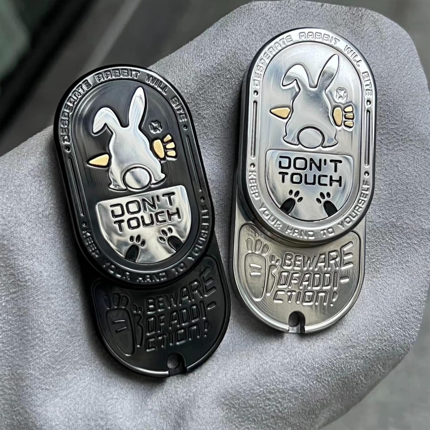 Silver Metal Rabbit Fidget Slider EDC Stress Relief Clicker