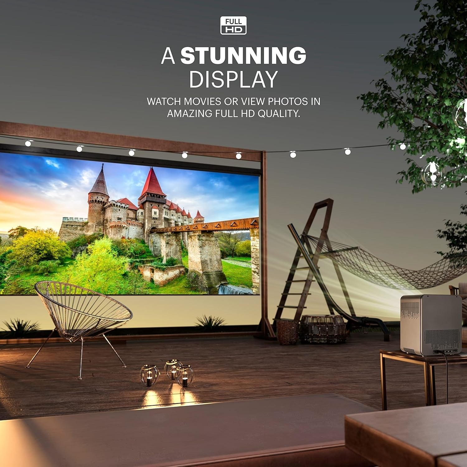 1080P Smart Projector Android TV WiFi Bluetooth 150" Home Theater