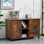 Large Rolling File Cabinet Locking Drawers Printer Stand Open Shelf Storage
