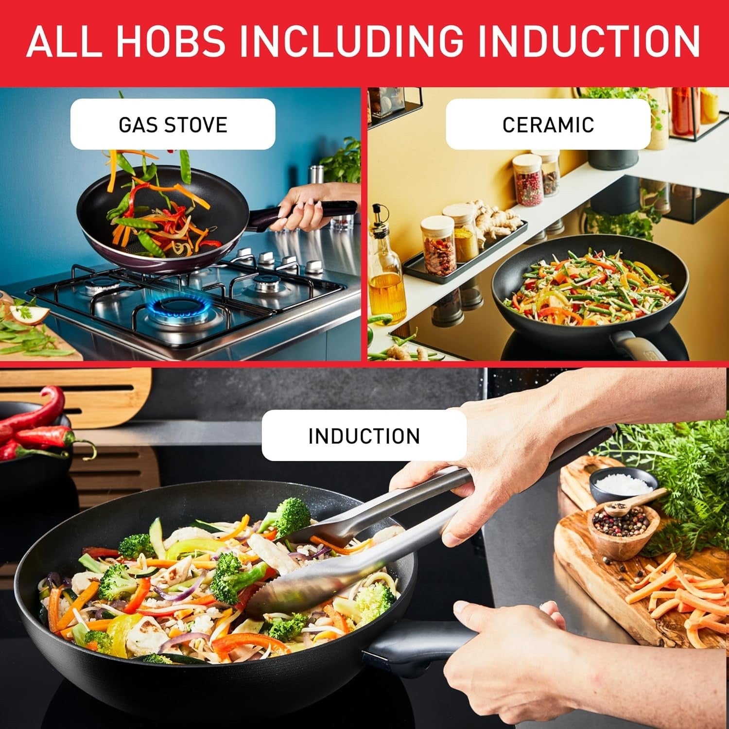 5pcs Titanium Non Stick Induction Cookware Set with Thermo Signal Glass Lids
