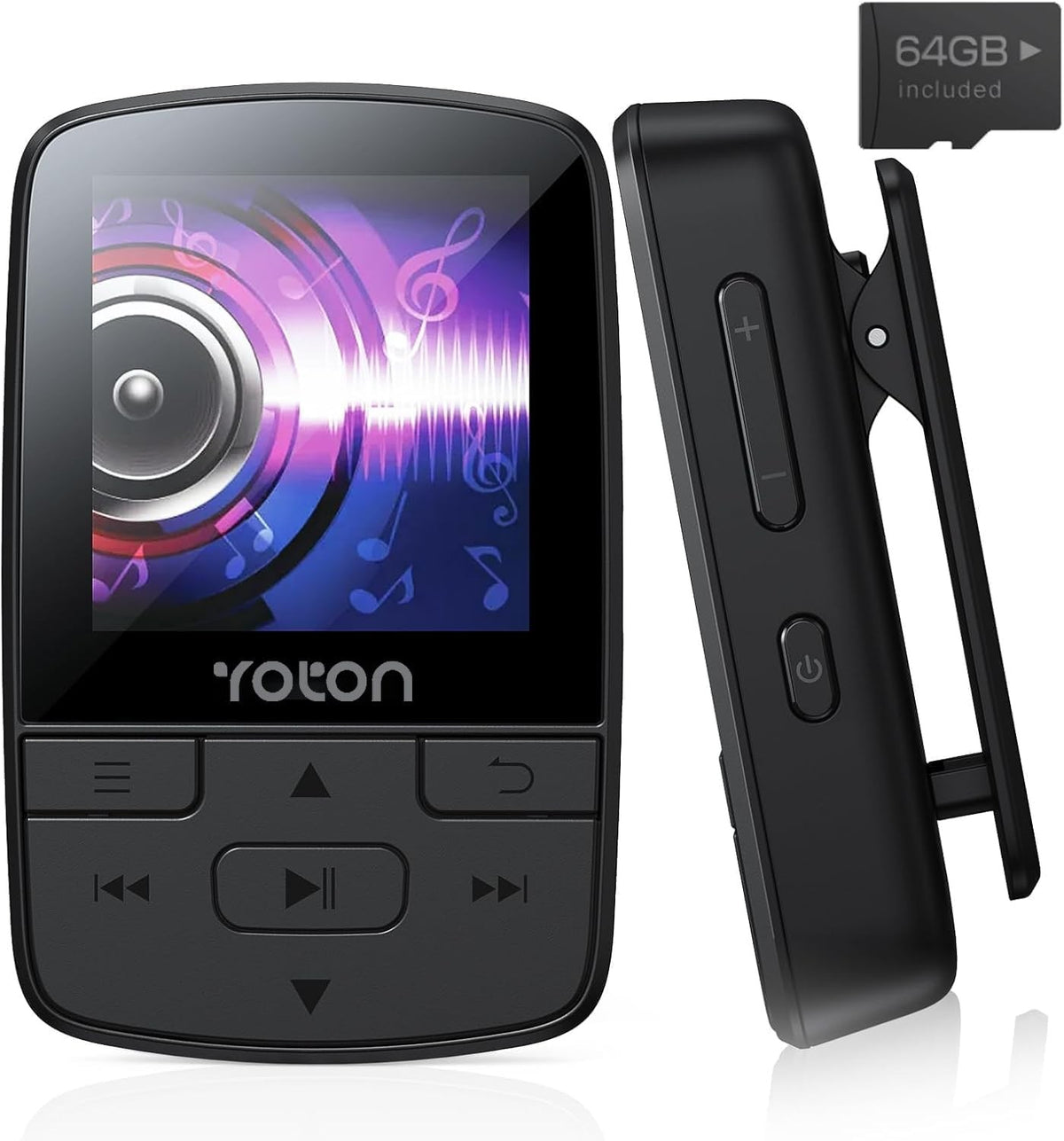 64GB MP3 Player Bluetooth 5.2 HiFi Mini Sports Clip FM Radio