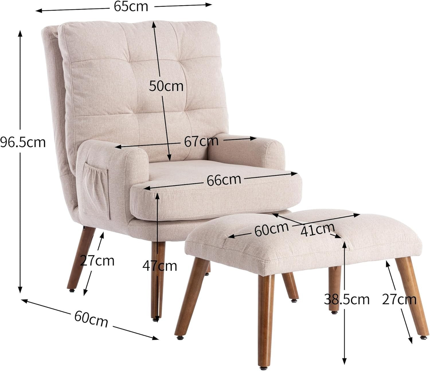 Adjustable Recliner Armchair & Footstool Set | Comfortable Foam Padding