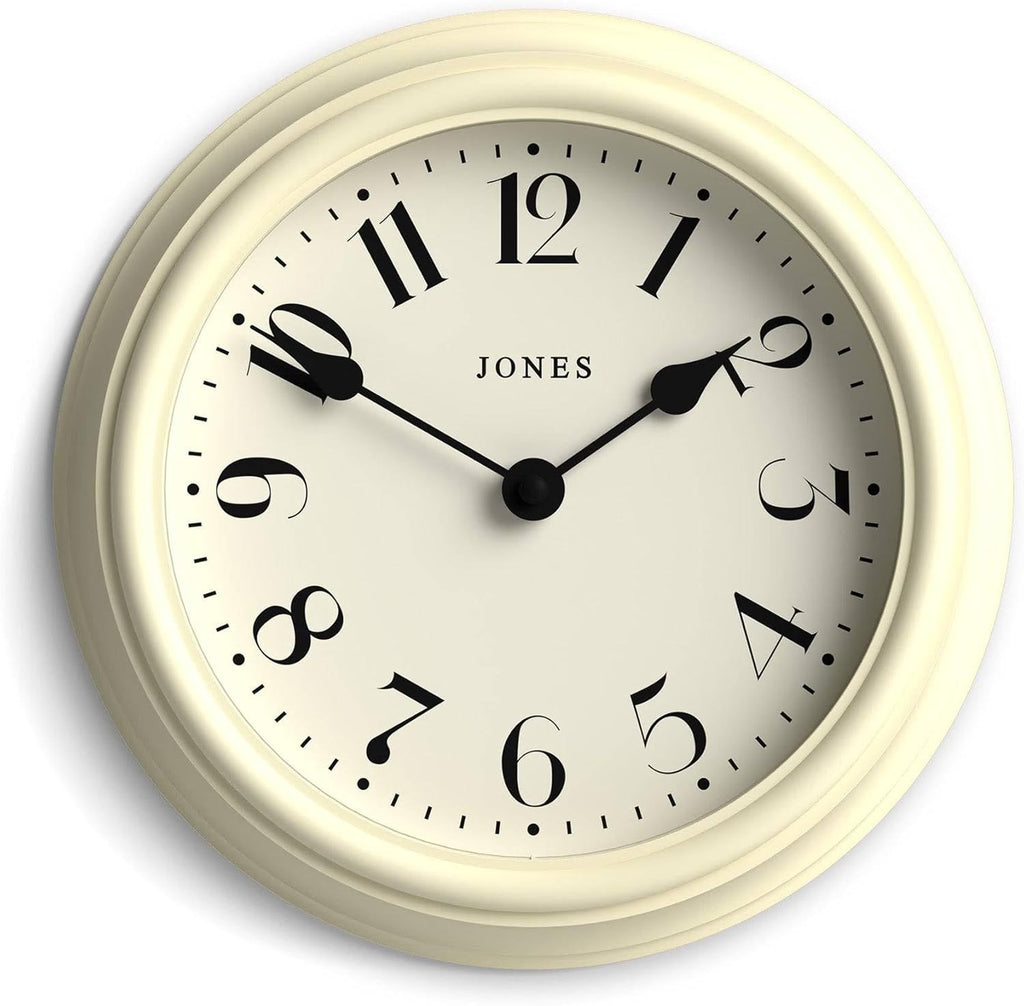 23cm Cream Wall Clock Modern Classic Design | Quiet Quartz | Kitchen Bedroom Off