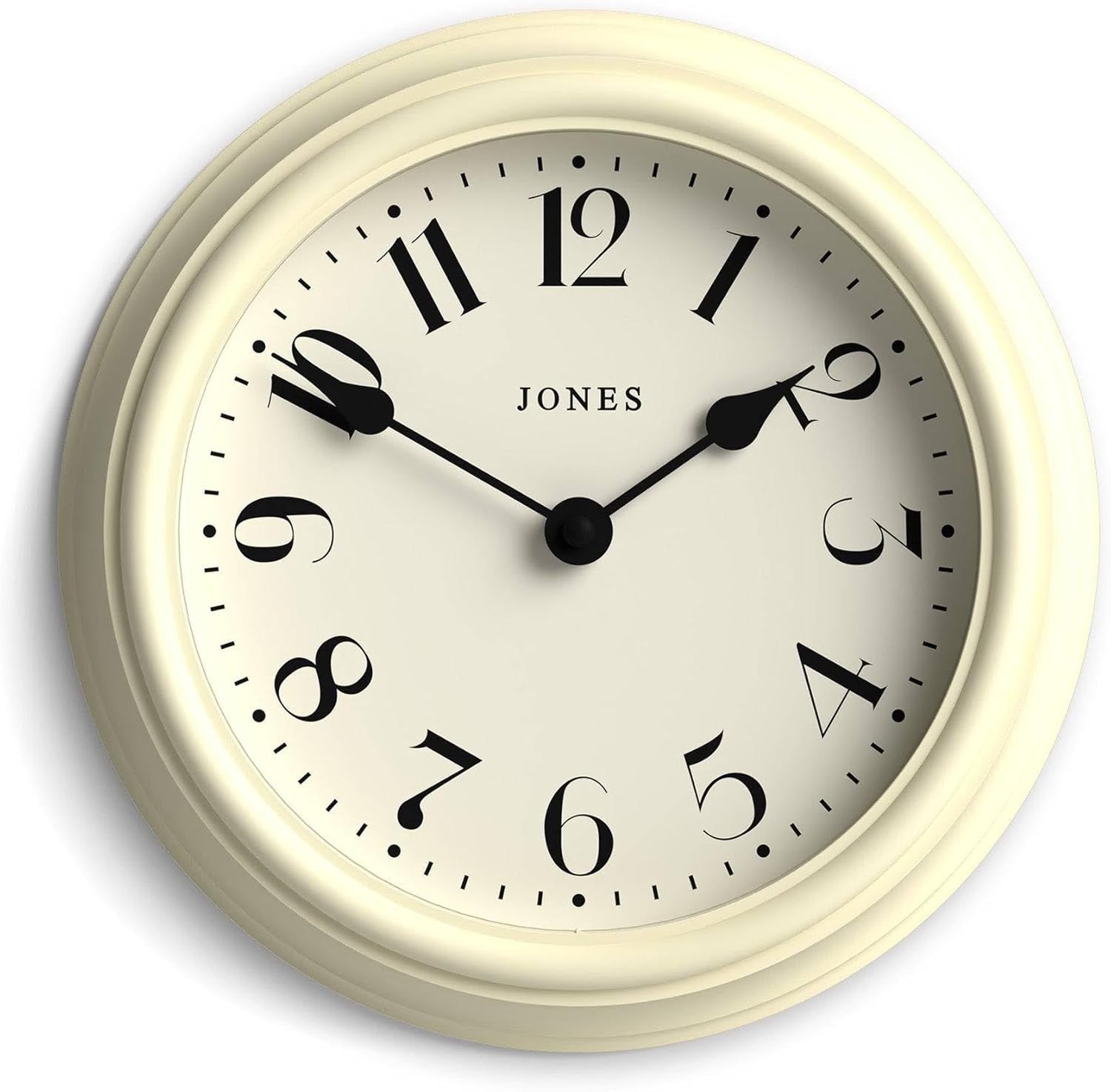 23cm Cream Wall Clock Modern Classic Design | Quiet Quartz | Kitchen Bedroom Off