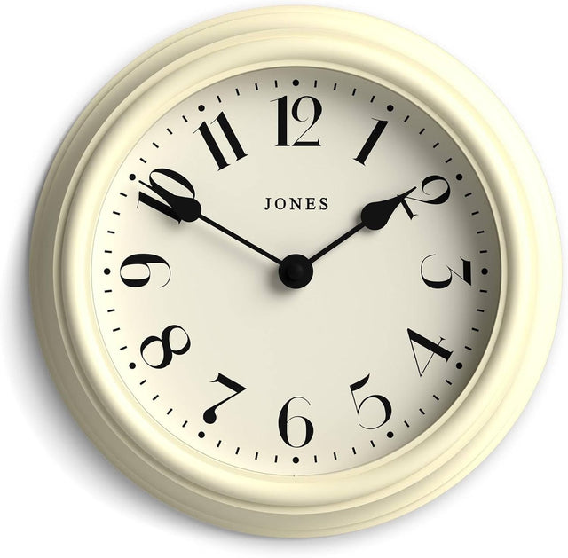 23cm Cream Wall Clock Modern Classic Design | Quiet Quartz | Kitchen Bedroom Off