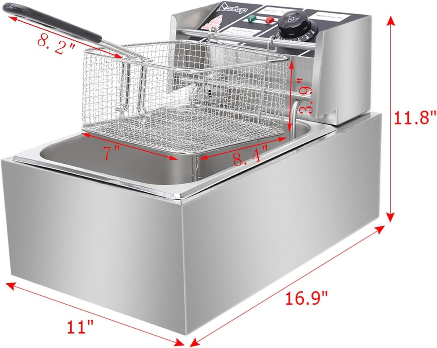 Electric Deep Fat Fryer 6L 2500W Stainless Steel Easy Clean