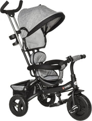 4 in 1 Kids Tricycle Toddler Trike Push Along Canopy Grey 18M-5Y