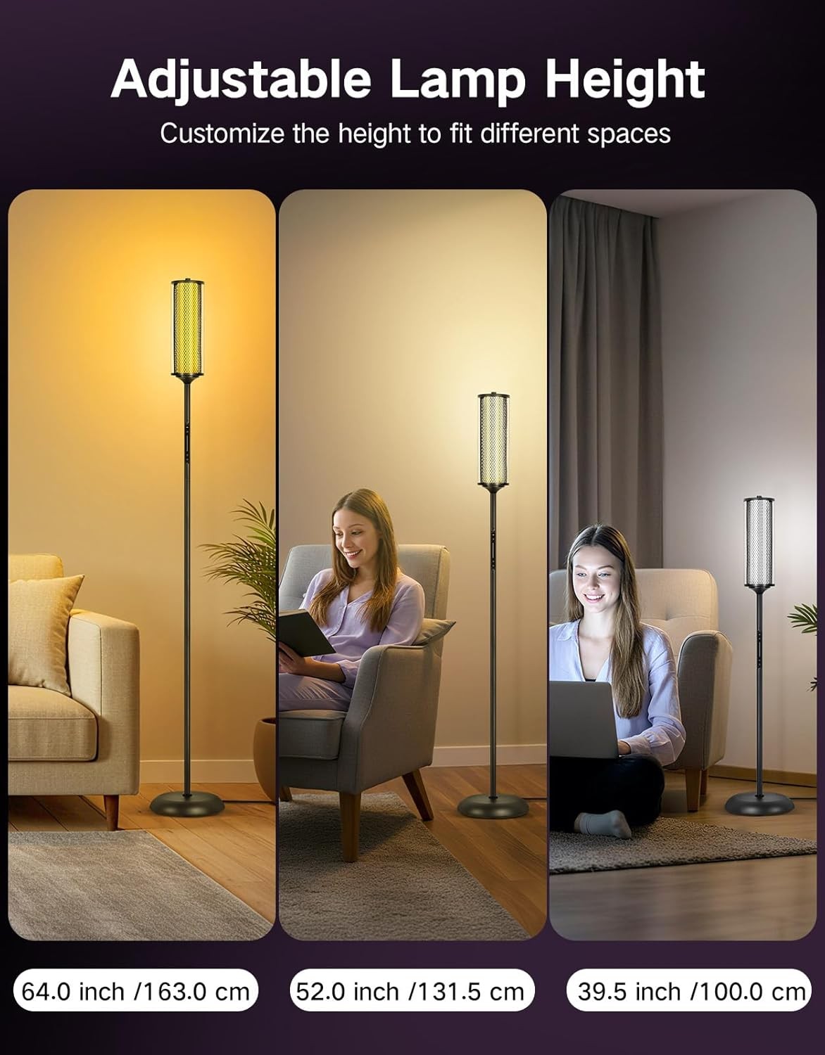 RGB Corner Floor Lamp Smart LED Dimmable App Remote Music Sync