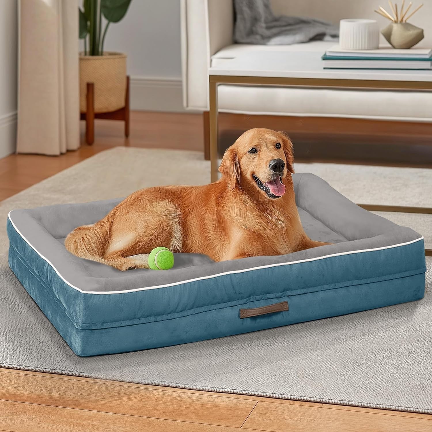 XL Orthopedic Dog Bed 117x76cm Waterproof Washable Blue