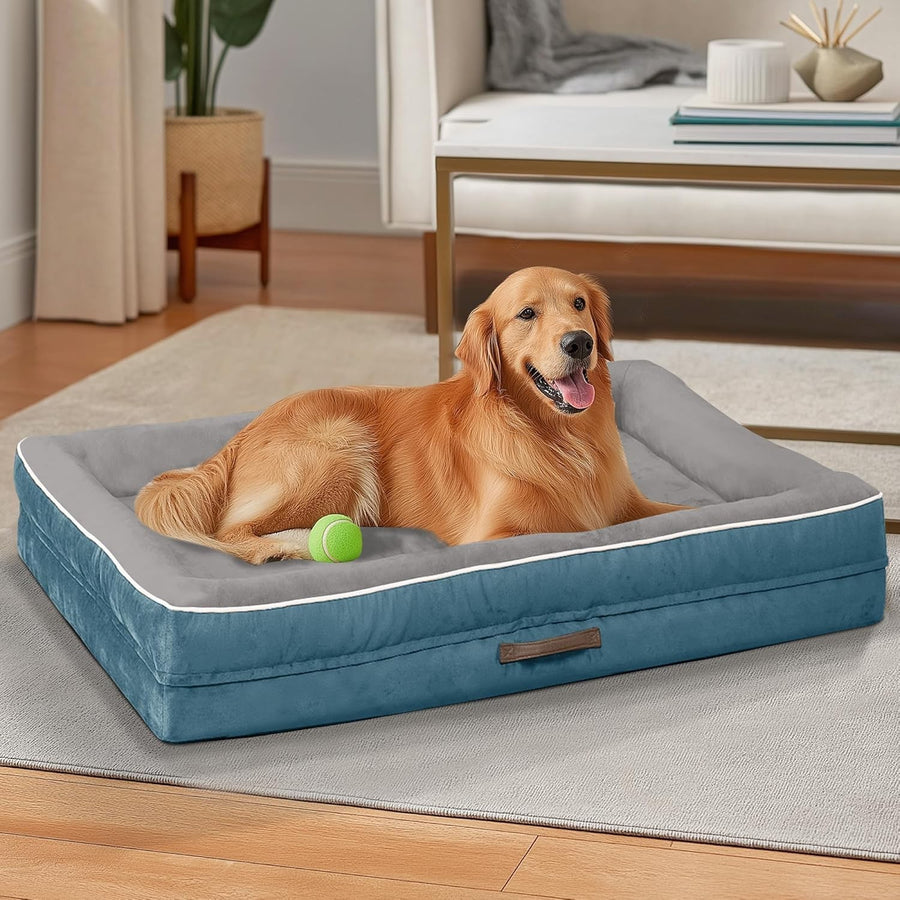 XL Orthopedic Dog Bed 117x76cm Waterproof Washable Blue