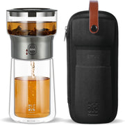 Loose Leaf Tea Maker 270ml One Touch Brewer Glass Infuser Cup Set
