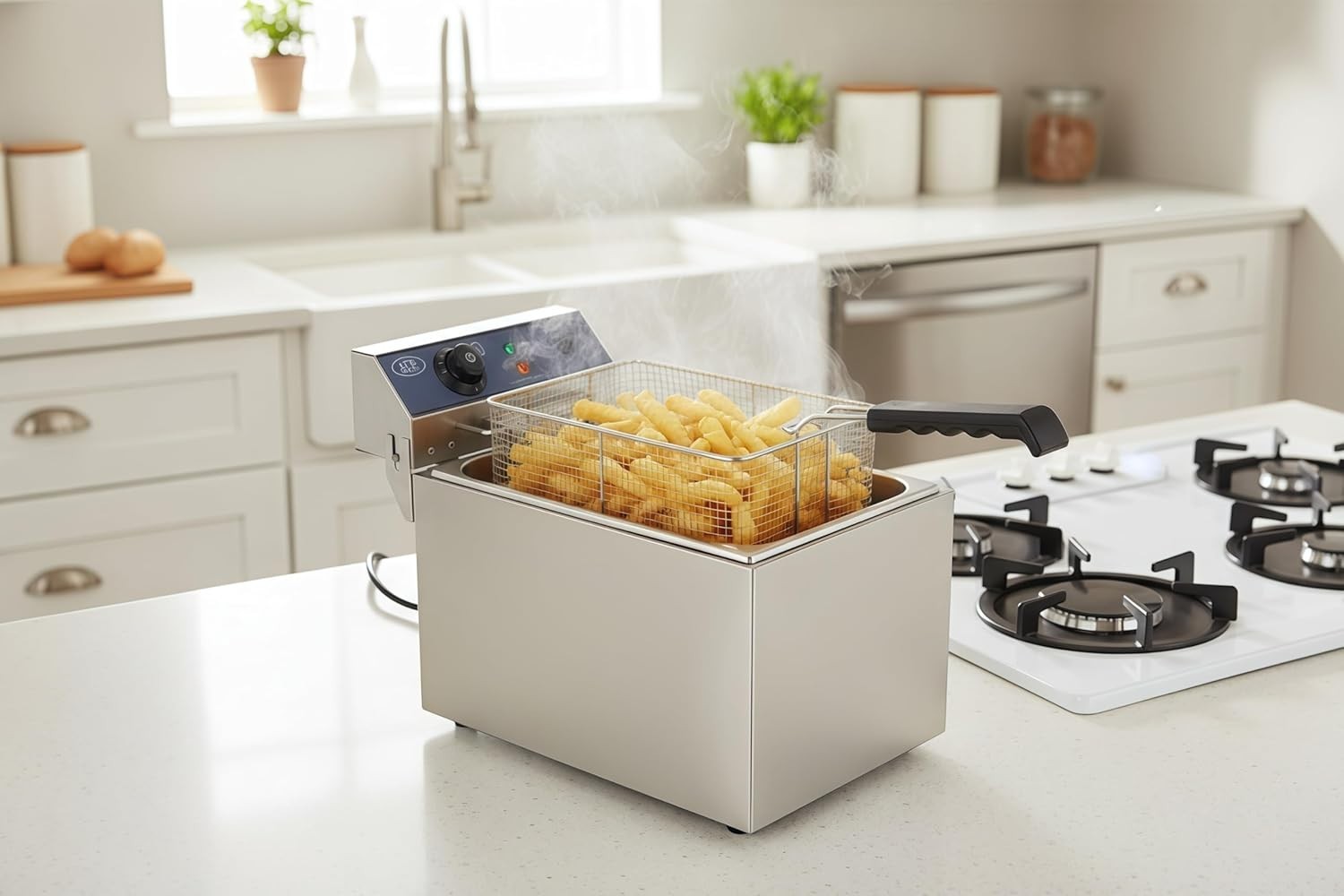 10L Electric Deep Fat Fryer 3000W Stainless Steel Countertop Chip Fryer