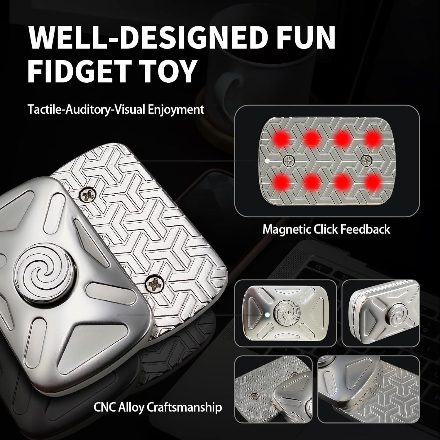 Silent Metal Magnetic Fidget Spinner Slider Stress Relief ADHD Desk Toy