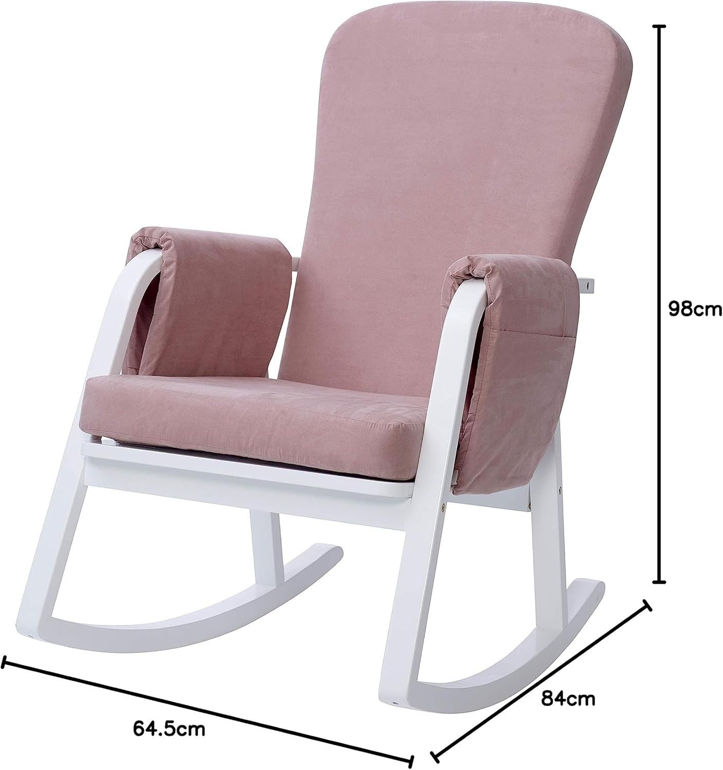 Cozy Pink Rocking Chair with Padded Support & Storage Pockets